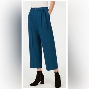 Club Monaco Pants Wool Blend High Rise Wide Leg Crop Trousers Navy 00 Coastal